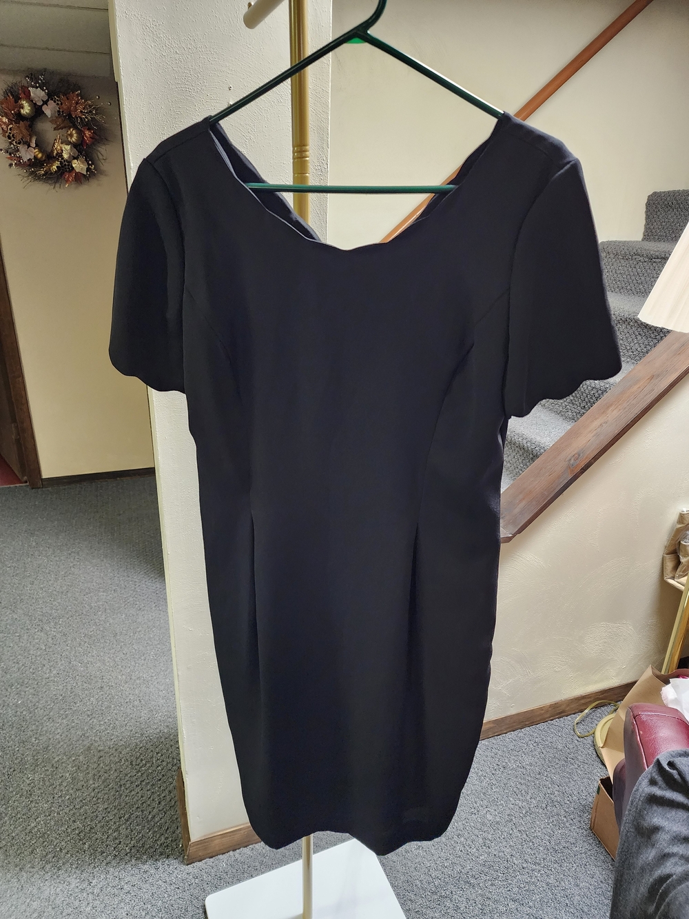 Sag Harbor Vintage Black Short-Sleeve Sheath Midi Dress Sz 8